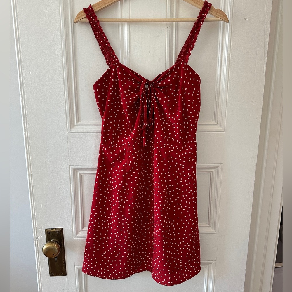 Red polka dot dress